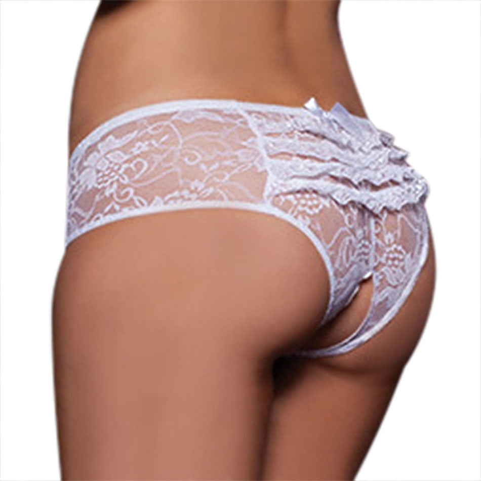 Lace Crotchless Lingerie Bowknot Knickers Panties Thong Transparent