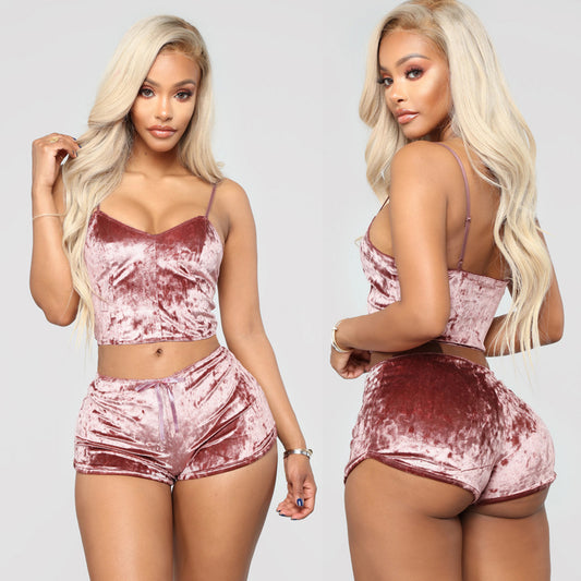 Crushed Velvet Butt Cheek Pyjama Set