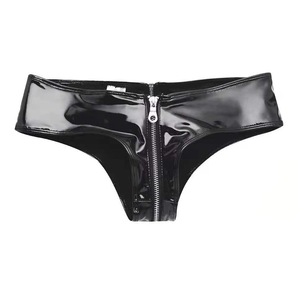 High Gloss PVC Patent Leather Sexy Zipper Sexy Underwear