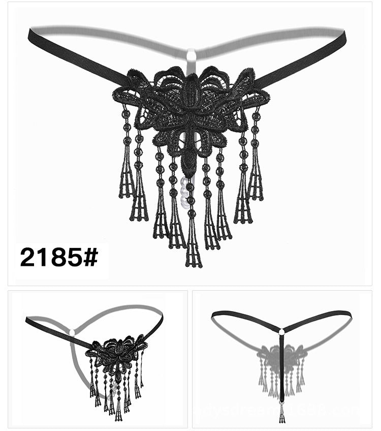 Women's Lace Transparent Open-Crotch Thongs