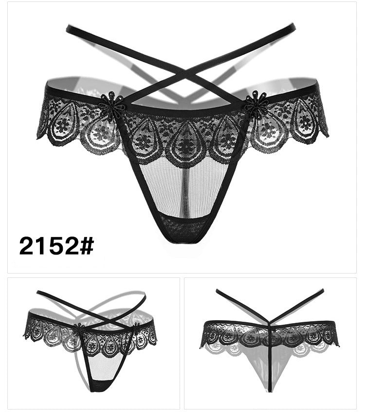 Women's Lace Transparent Open-Crotch Thongs