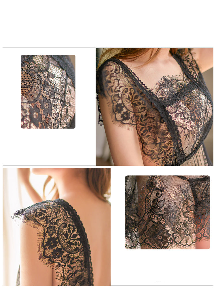 Tight-fitting See-through Lace Nightgown