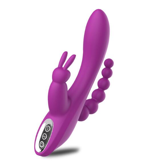 12 Speeds Waterproof Rechargeable Rabbit Vibrator G-spot and P-spot Anal Clit Stimulator Dildo