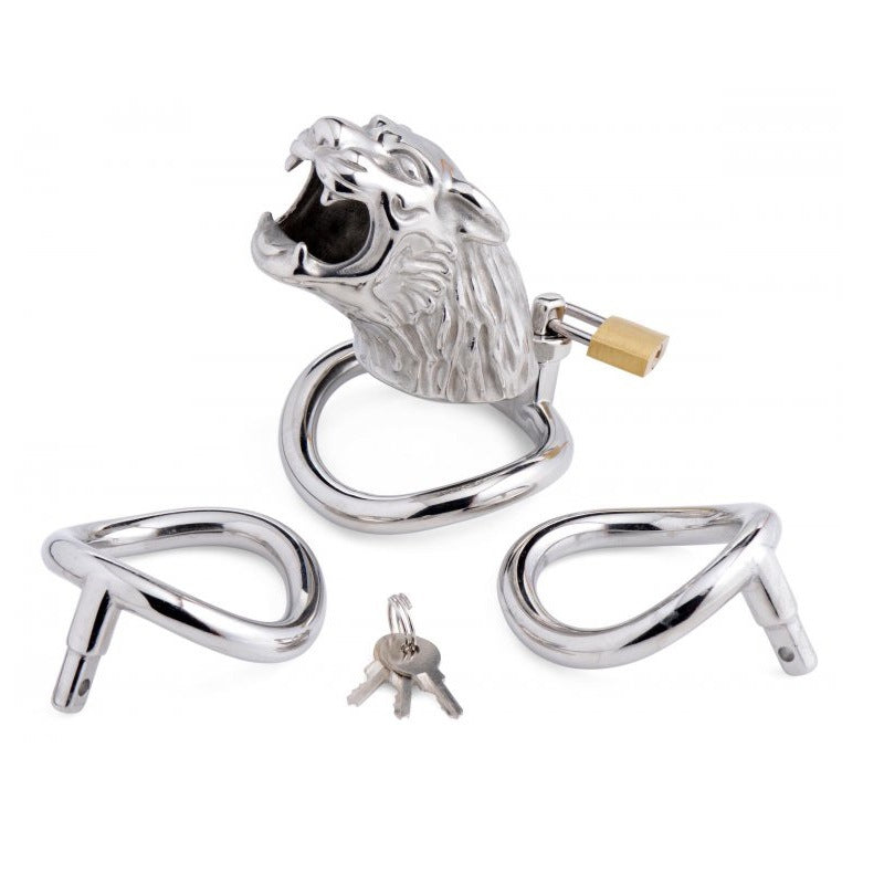 Metal Men's Tiger Head Stainless Steel Chasity Cage