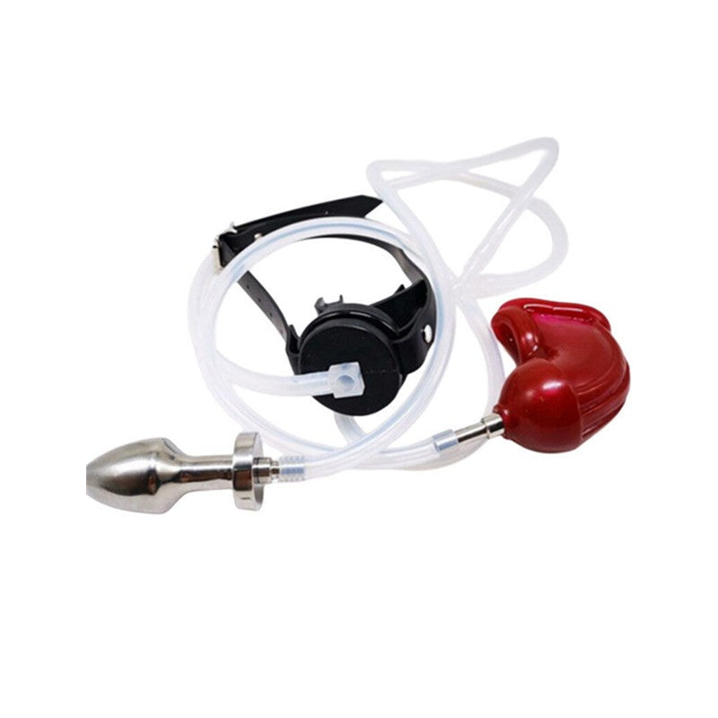 Male Chastity Lock Chicken Coop Urine Flow To Ball Gag Rinse