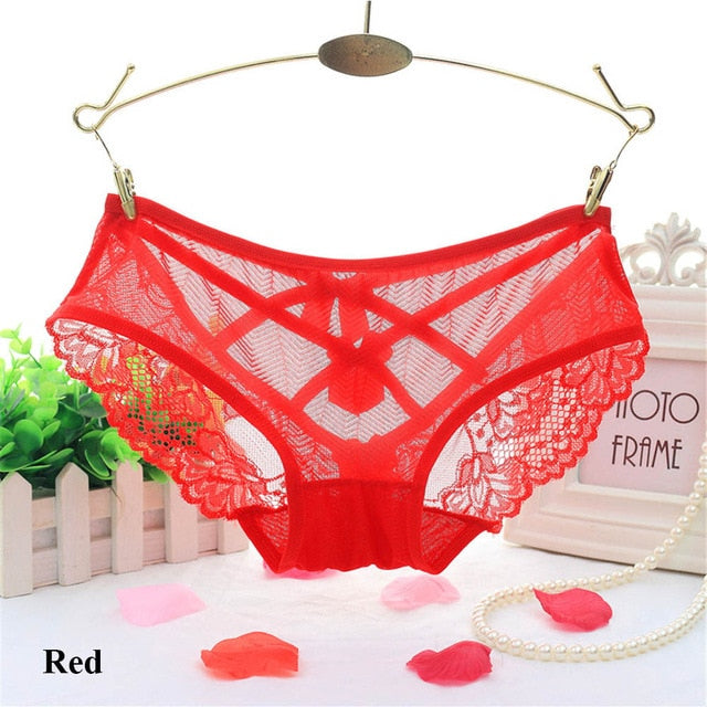 Lace Bowknot Panties Hollow Cross Bandage Underwear