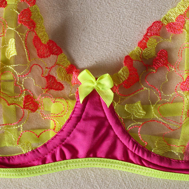 Three Piece Sexy Florescent Lingerie Set