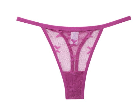 Lace thong with traceless lace hollow butterfly