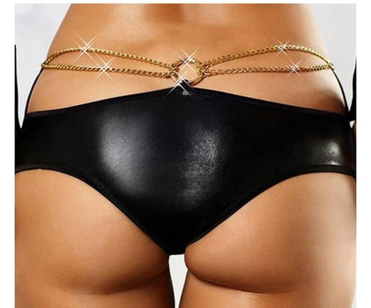 Plus Size Sexy Faux Leather Panties Women's Latex Wetlook Panties Underwear