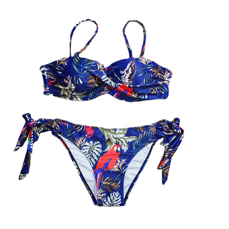 Split 2pc Swimsuit Sexy Floral Bikini