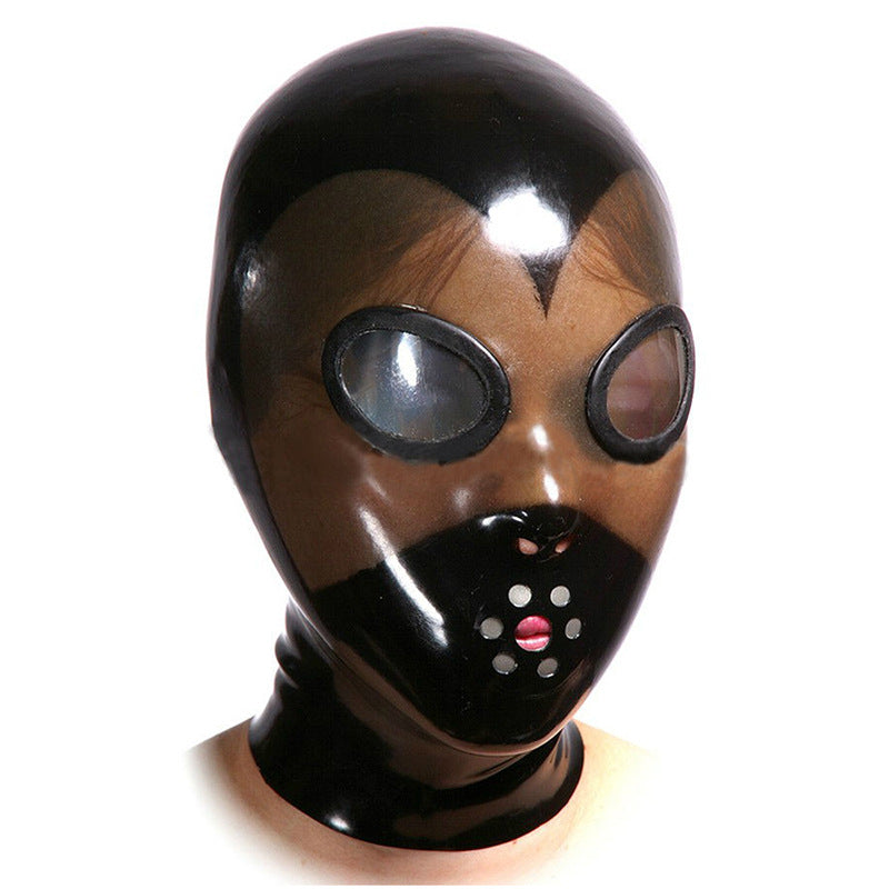 Latex Full Head Headgear Mask With Zipper