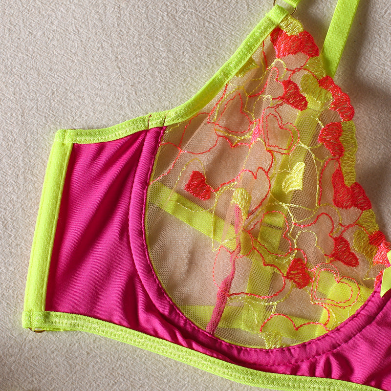 Three Piece Sexy Florescent Lingerie Set