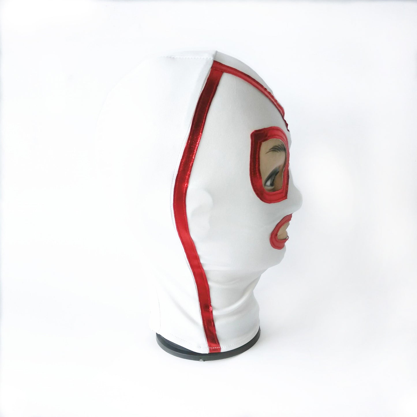 White Exposed Full Head Mouth Eye Latex Mask