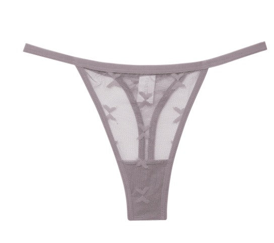 Lace thong with traceless lace hollow butterfly