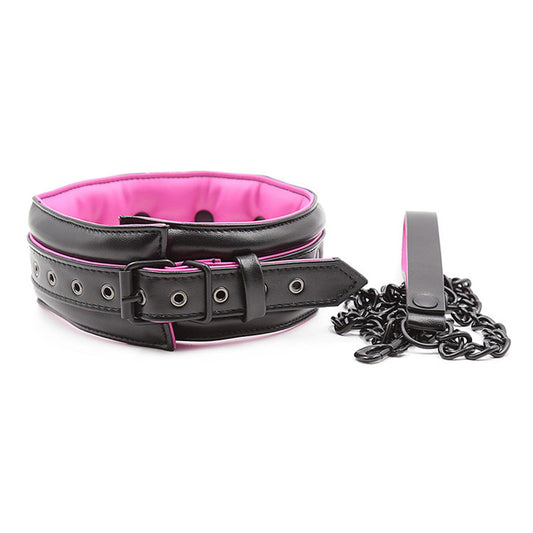 Gothic Black & Pink BDSM Collar And Lead