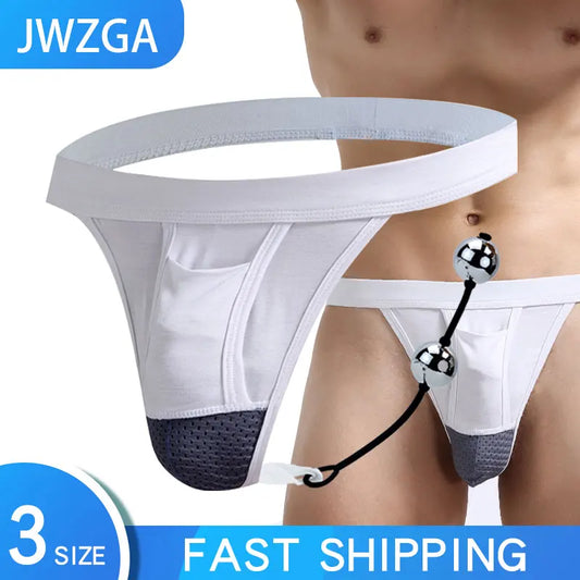 Men's Stainless Steel Anal Bead Jockstrap Underwear