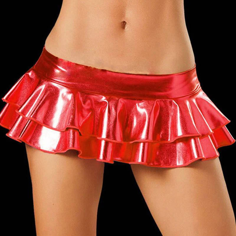 Pole Dancing Skirt Pu Leather Micro Mini Skirt