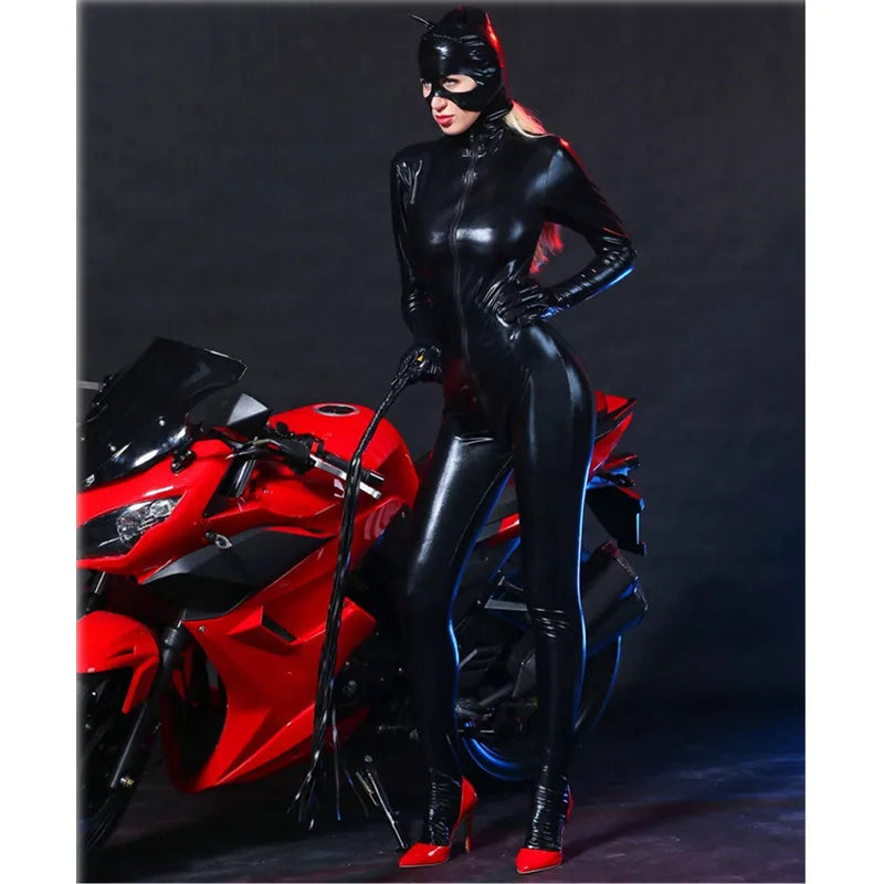 Latex Catsuit Faux Leather wetlook Stretch PVC Bodysuit