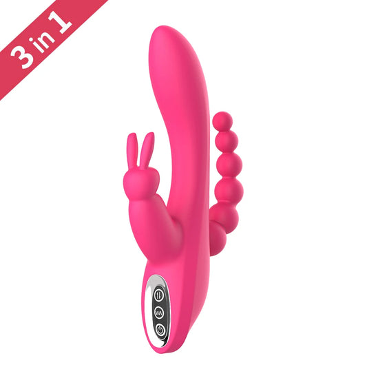 12 Speeds Waterproof Rechargeable Rabbit Vibrator G-spot and P-spot Anal Clit Stimulator Dildo