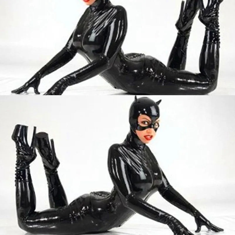 Latex Catsuit Faux Leather wetlook Stretch PVC Bodysuit