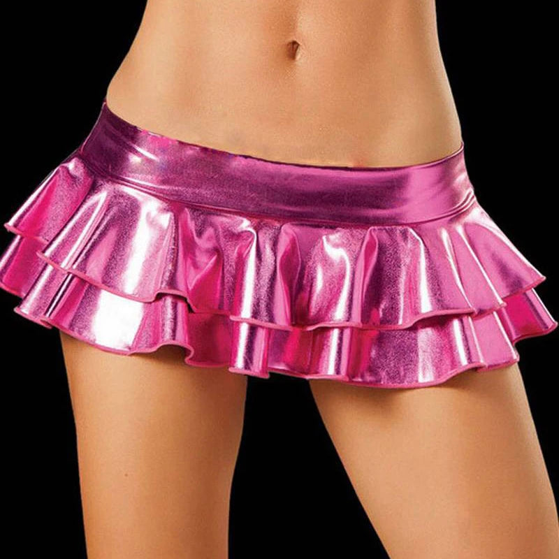 Pole Dancing Skirt Pu Leather Micro Mini Skirt