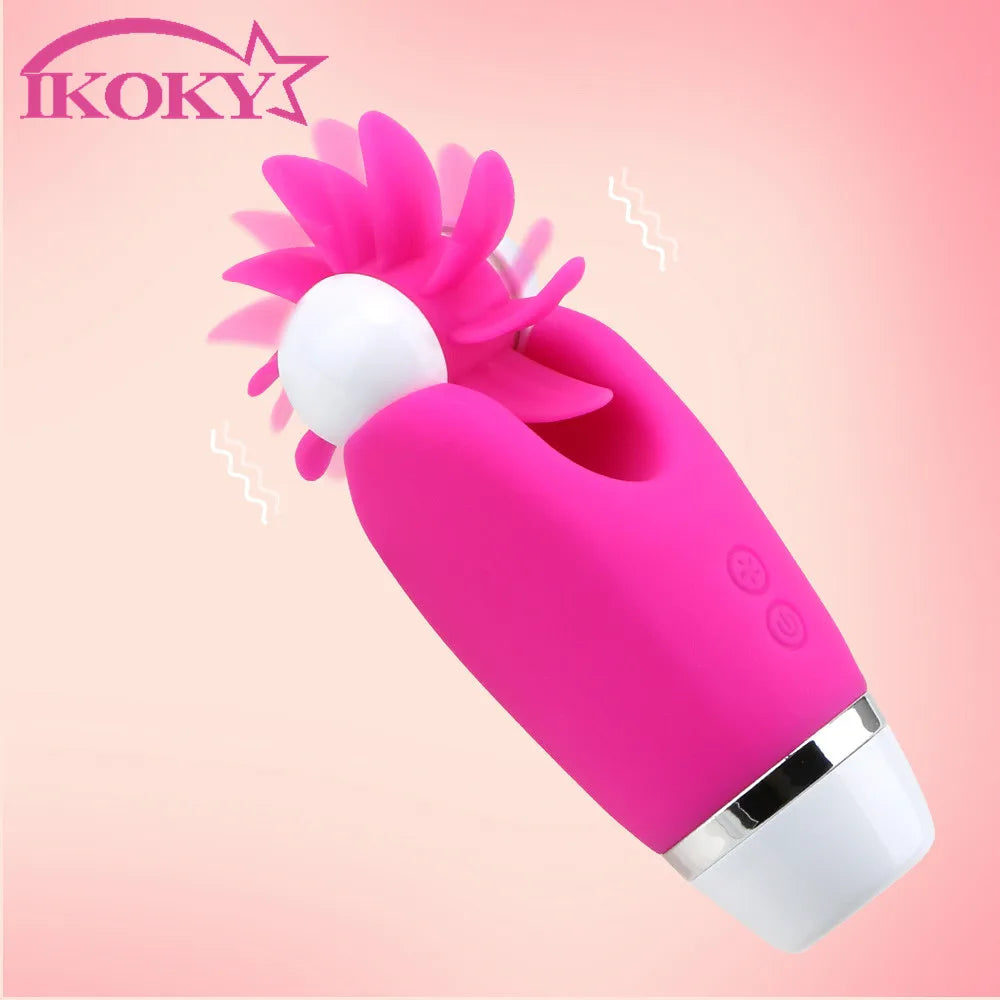 Tongue Licking Clitoris Stimulator 12 Speed Rotating Oral Sex Nipple G-spot Massage Vibrator