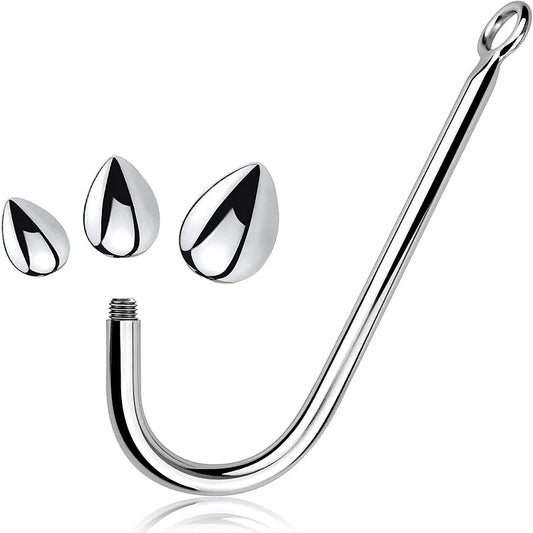 Small medium large 3 balls set metal anal hook beads head butt plug dilator prostate massager insert