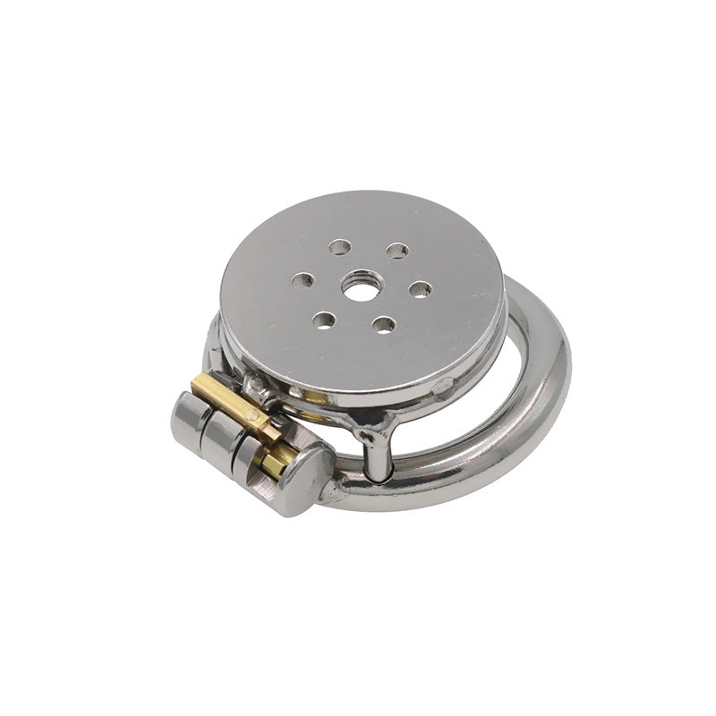 Flat Stainless Steel Round Hole Chastity Lock Cage