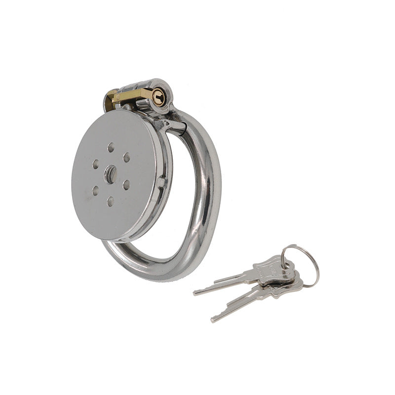 Flat Stainless Steel Round Hole Chastity Lock Cage