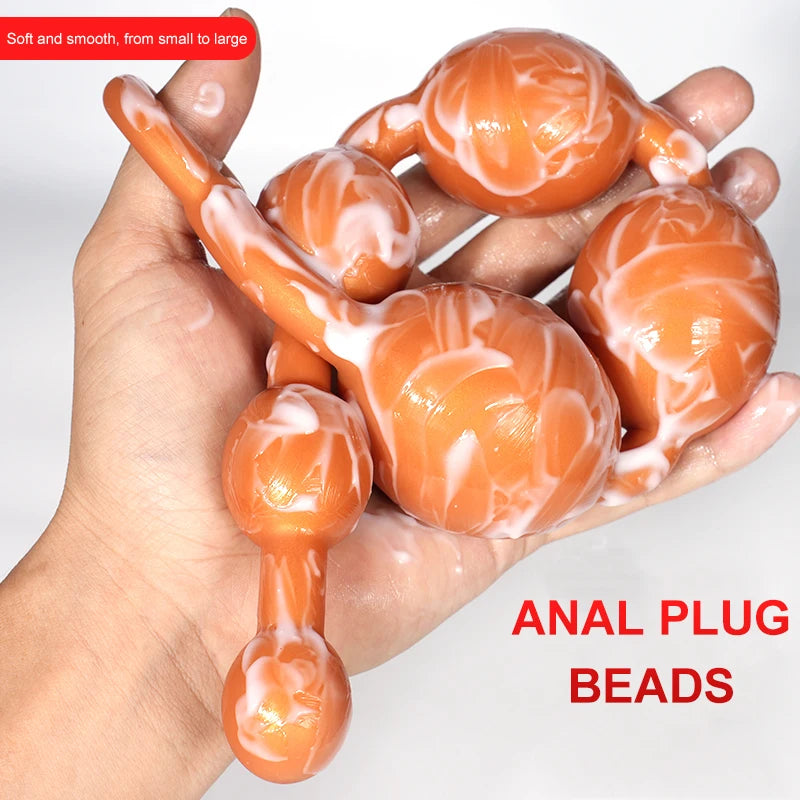 Round Eggs And Water Droplet Shape Anal Plug Sex Toys Progressive Anal Dilator From Small To Large Anus Six Beads