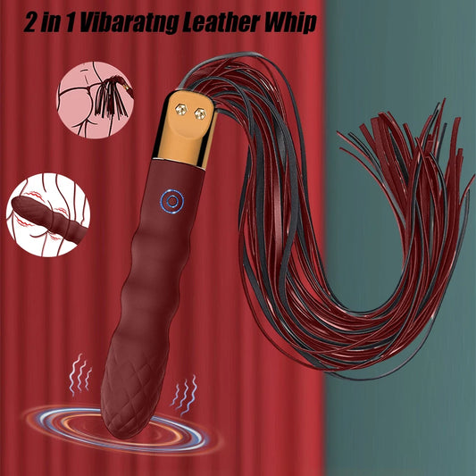 Whip Vibrator 2 in 1 G Spot Massagers Clitoris Stimulator Spanking Bondage Extreme BDSM