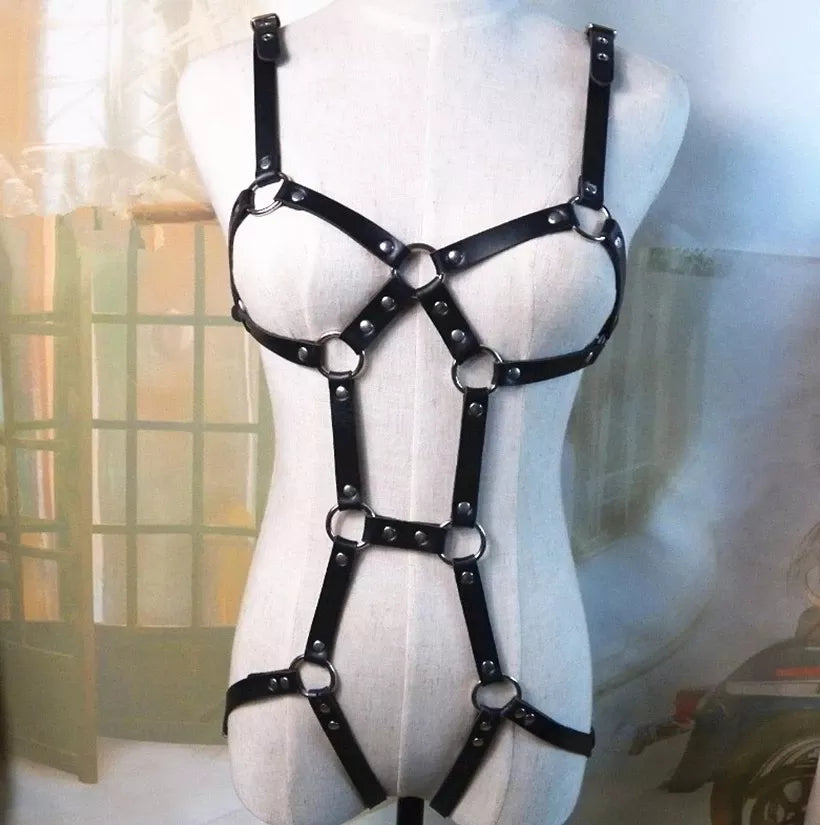 BDSM Bondage Cage Belt Leather Harness