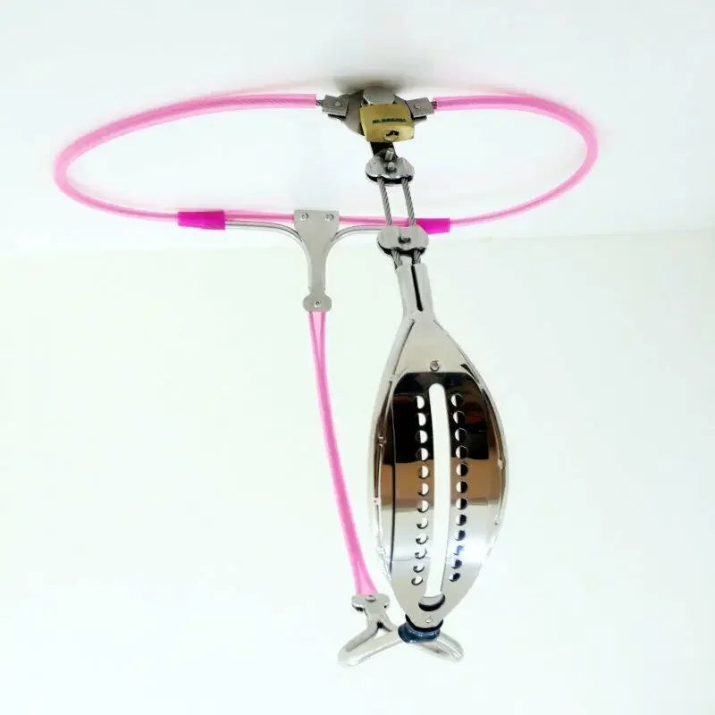 Female Chastity Belt Stainless Steel Underwear Strapon Belt Lockable Pants BDSM Bondage Anal Plug