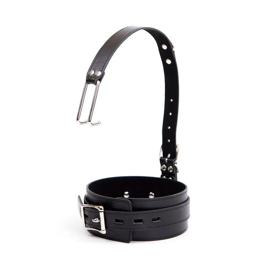 Slave Bondage Leather Collar Strap Nose Hook Restraint