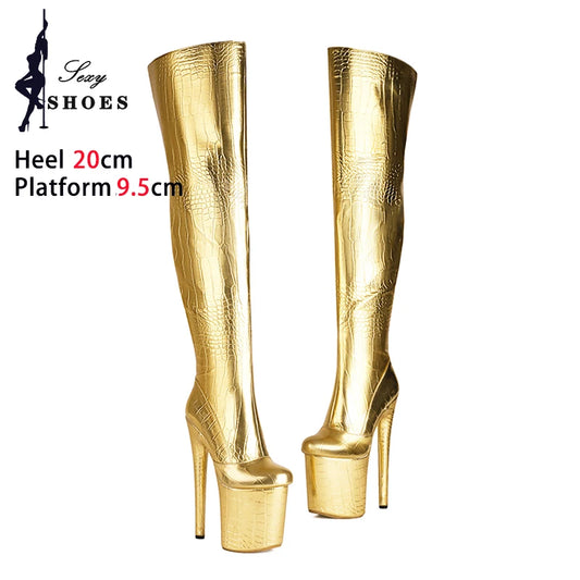 Comfort Platform Emboss High Heels High-quality Pole Dancer Shoes Women Over-the-Knee Boots