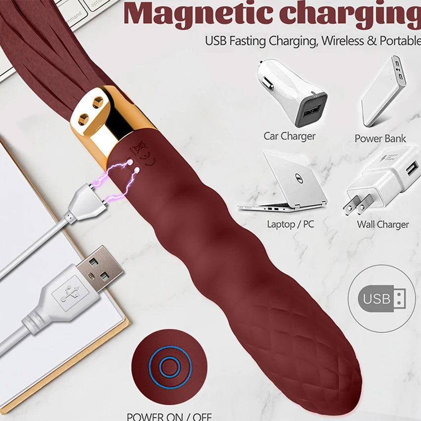 Whip Vibrator 2 in 1 G Spot Massagers Clitoris Stimulator Spanking Bondage Extreme BDSM