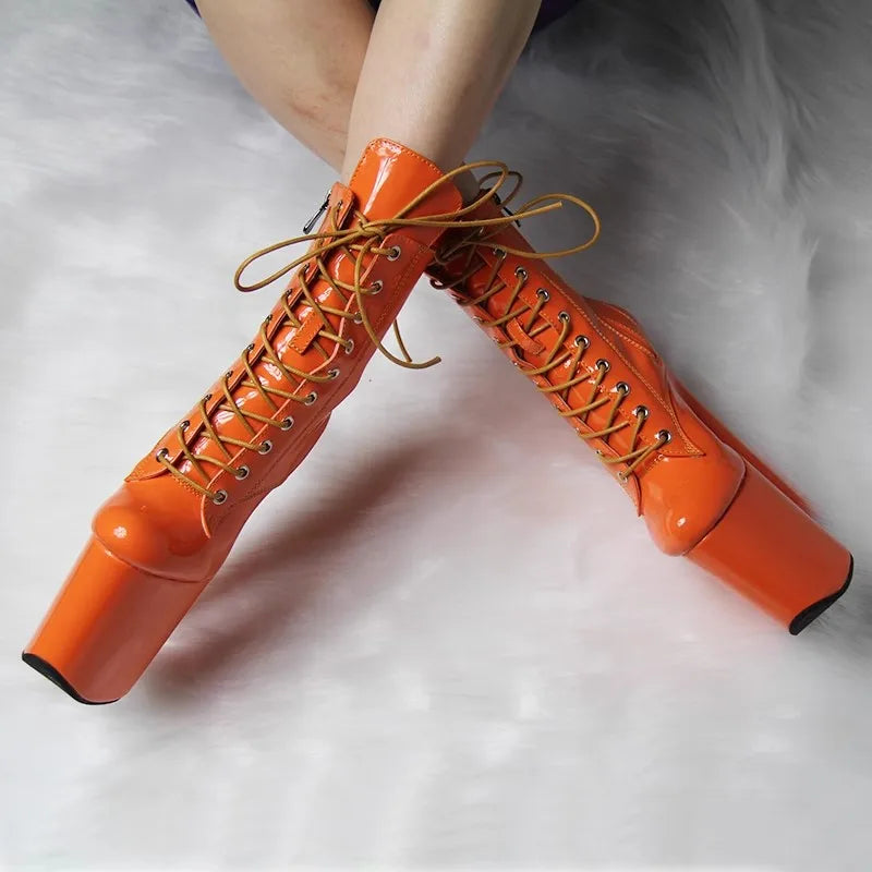 20CM/8inches PU Upper Sexy Exotic High Heel Platform Party Women Boots Pole Dance Shoes MA087