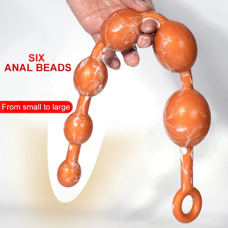 Round Eggs And Water Droplet Shape Anal Plug Sex Toys Progressive Anal Dilator From Small To Large Anus Six Beads