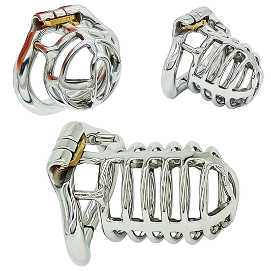 Stainless Steel Male Chastity Device Cock Cage with Arc Penis Ring