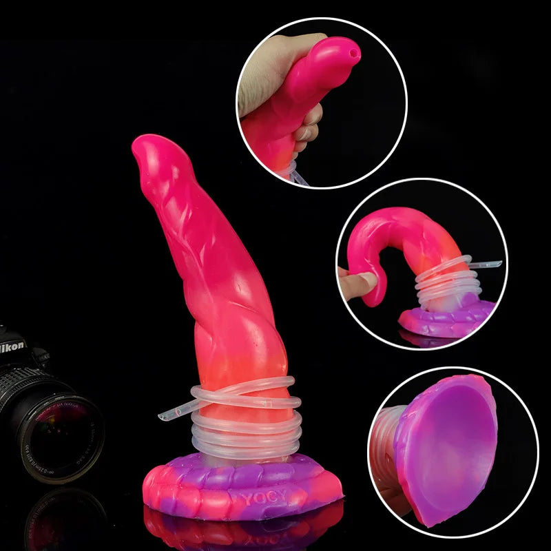 Squirting Monster Dildo Glowing In Dark Fantasy Butt Plug Silicone