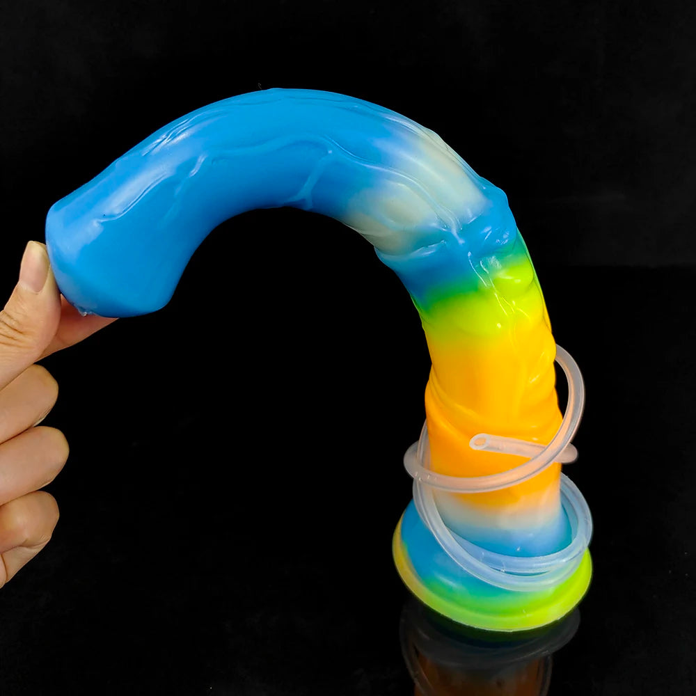 Remote Control Vibrator Squirting Horse Dildo With Sucker Luminous Ejaculation  Penis Glow in Dark