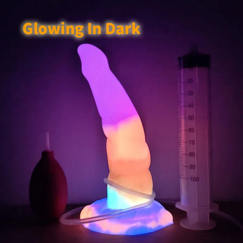 Squirting Monster Dildo Glowing In Dark Fantasy Butt Plug Silicone