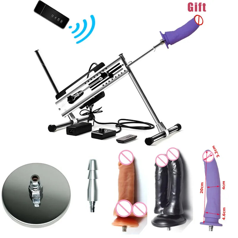 Stroke 3-15cm Automatic High Powered Wireless Sex Machine With Attachments