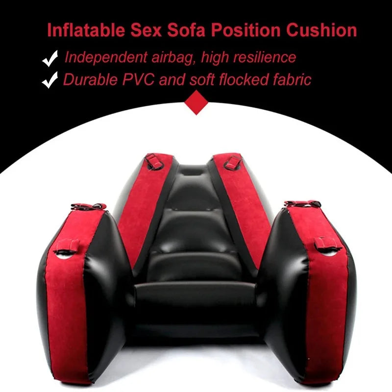 BDSM Open Leg Bondage Cushion Inflatable Sofa With Cuff Kit Furniture