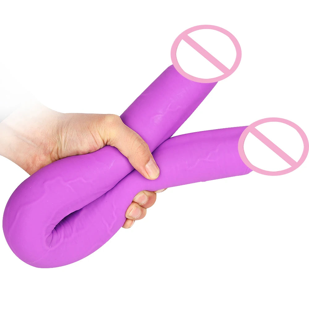 Overlength Thick Double Dildo Anal Plug Stimulate the Vagina Long Dick Anus Soft Penis Butt Plug Phallus Sex Toy for Gay Lesbian