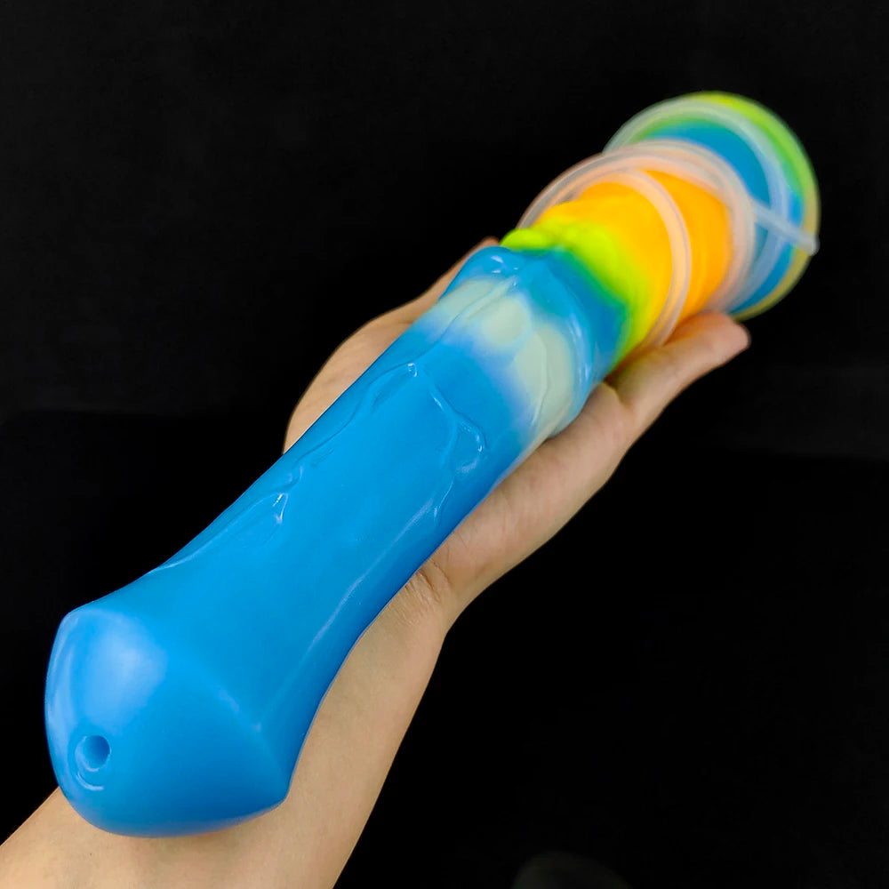 Remote Control Vibrator Squirting Horse Dildo With Sucker Luminous Ejaculation  Penis Glow in Dark