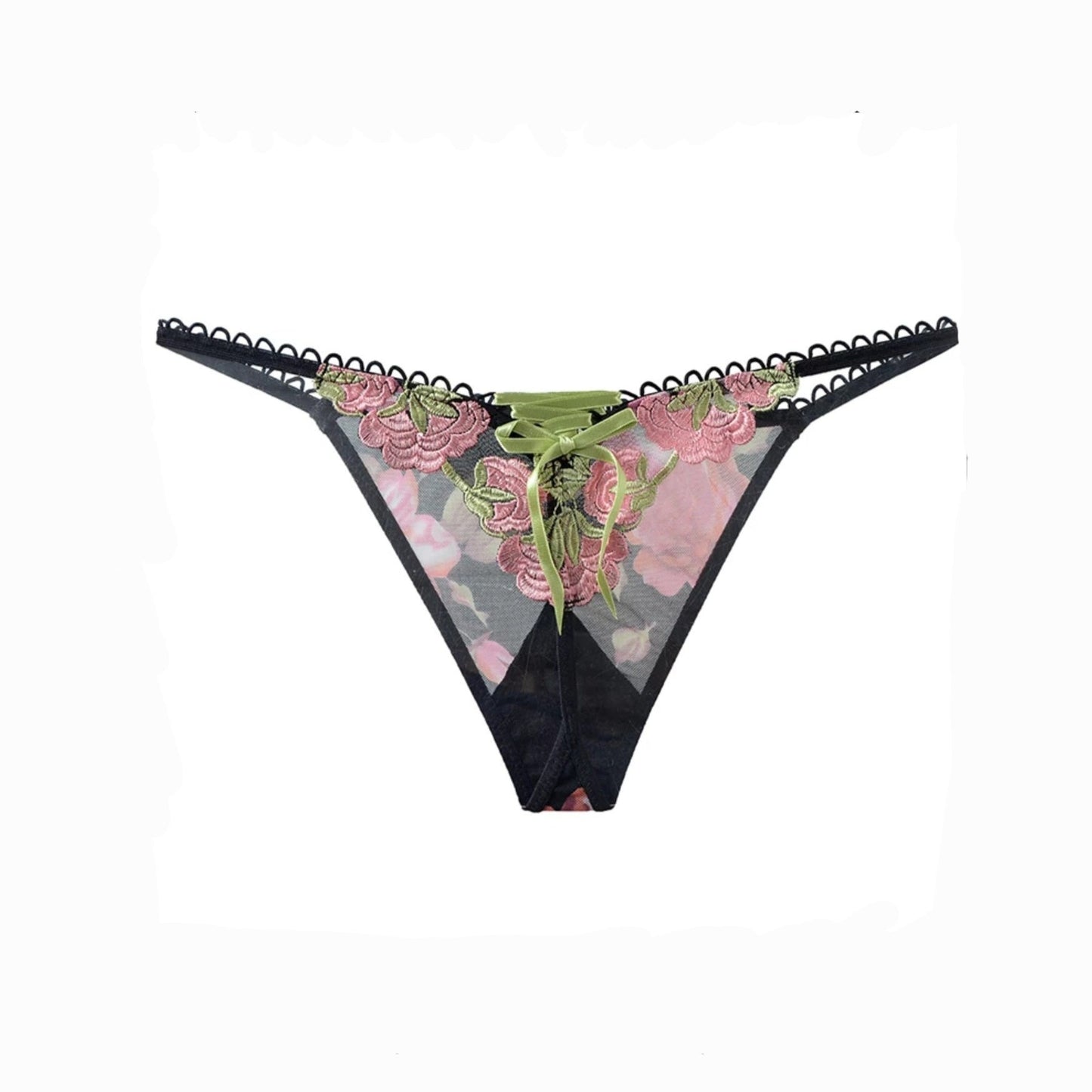 Lace Corset Design Rose Thong