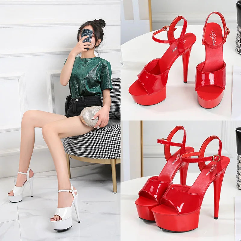 High Heels Women's Sexy Show Shoes Sandals Party Club 15 CM Platform High-heeled Wedding Footwear