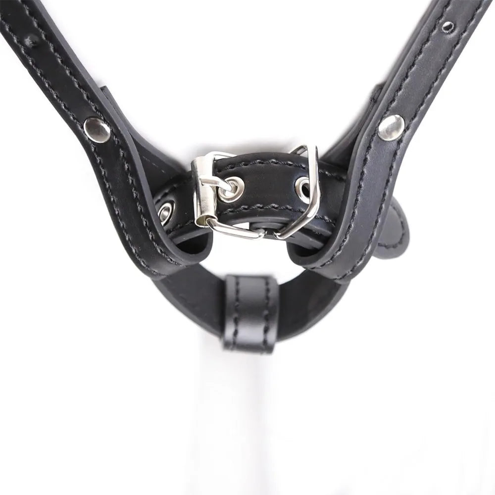 Vibrator Holder Bondage Vibrator Leather Sex Toys Strap-on Harness for Adult Games BDSM Chastity Forced Orgasm Belt for Vibrator