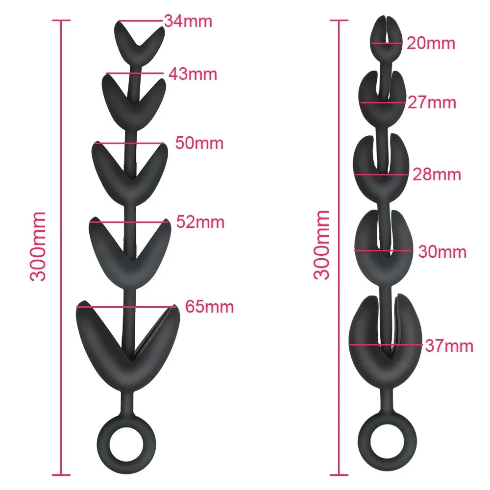 30cm Long Silicone Dilator Leaf Puller Anal Beads